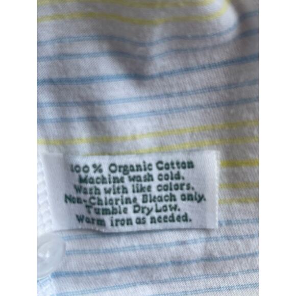 Criquet Polo Shirt Size Men’s XXL 100% Cotton Organic White Yellow Blue Stripes - Picture 5 of 6